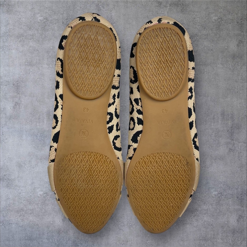 VIVAIA Leopard Print Ballet Flats Womens 43 Us 11.5-12 Almond Toe Bow Knot - Picture 8 of 9